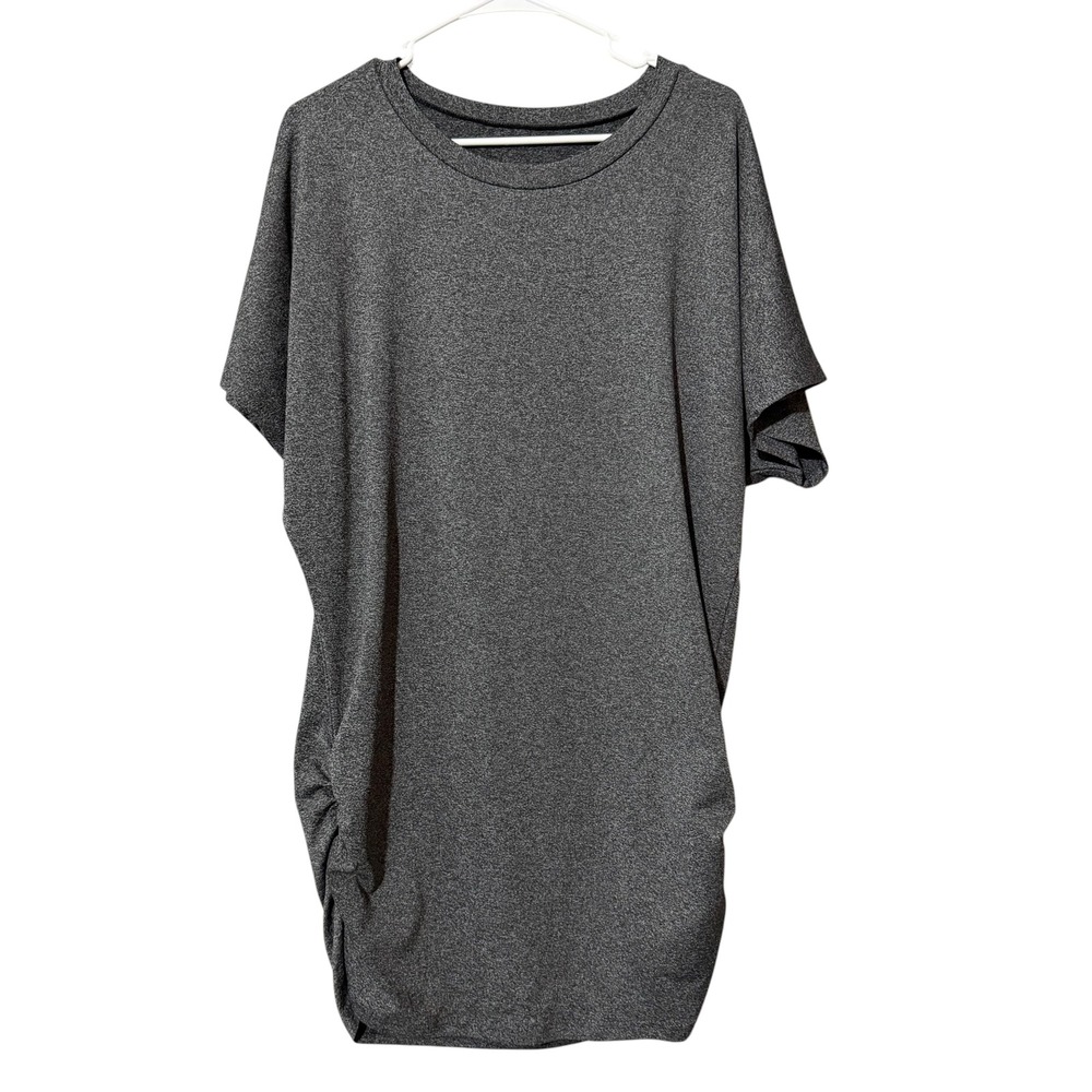 Shein Curve Womens 0XL Gray Marl Short Sleeve Ruched Side T-Shirt Mini Dress
